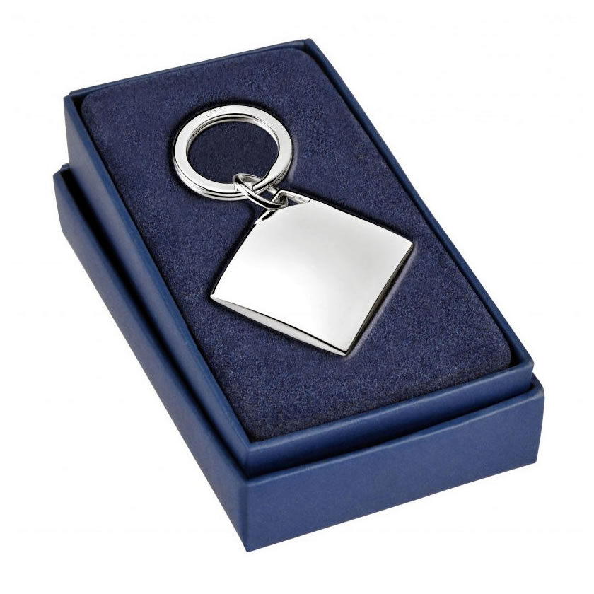 Silver Plated Diamond Shape Keyrings - Business Gifts Supplier